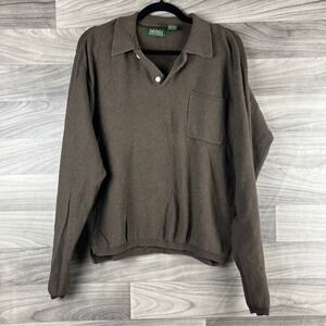 Great Northwest Sportswear Sweater Mens L Green Long Sleeve Pocket Collar Button